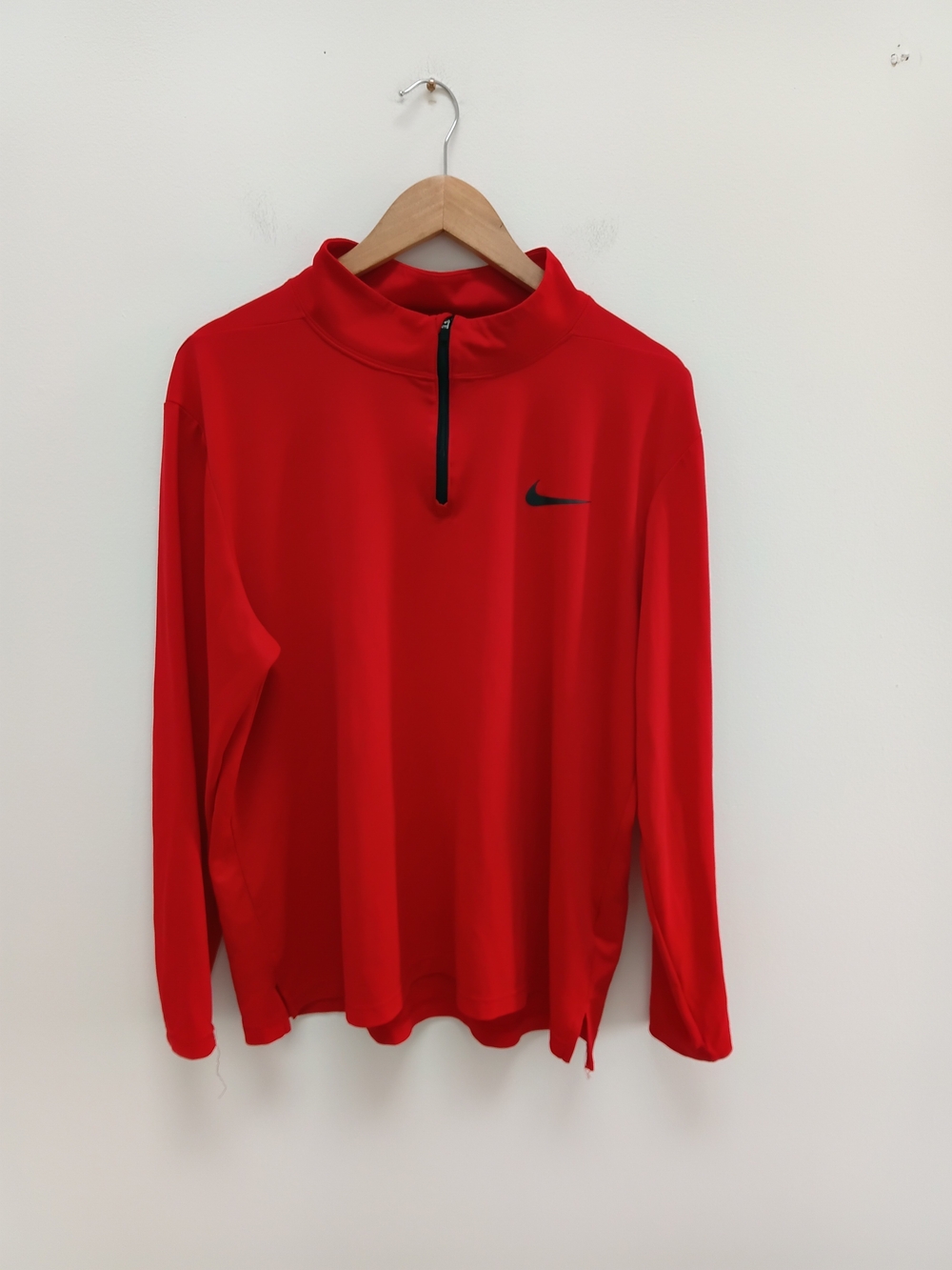 Nike Dri-fit Men’s Red Quarter-Zip Pullover Performance Top Size XL